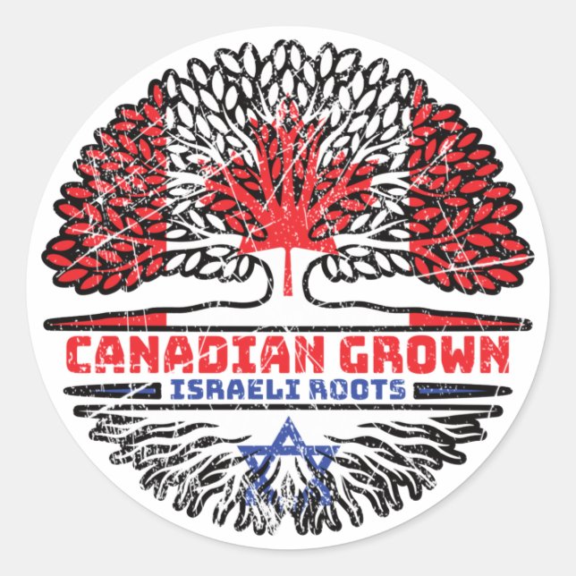 Sticker Rond Israël Israël Canadian Canada Arbre Drapeau (Devant)