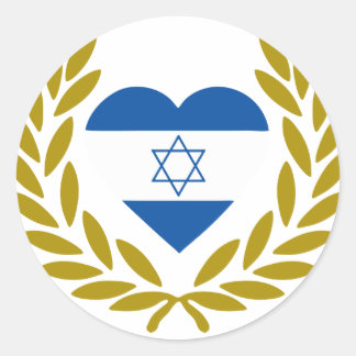 Sticker Rond israël-laurier-coeur.
