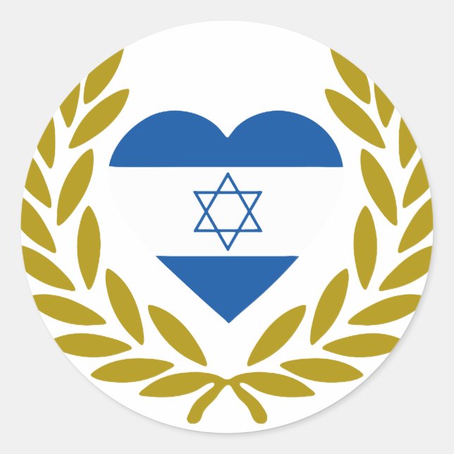 Sticker Rond israël-laurier-coeur. (Devant)