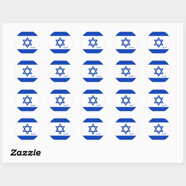 Sticker Rond Israël & les patriotes du drapeau israélien, vacan (Feuille)