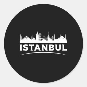 Sticker Rond Istanbul Turquie City Cityscape Skyline Drôle cade