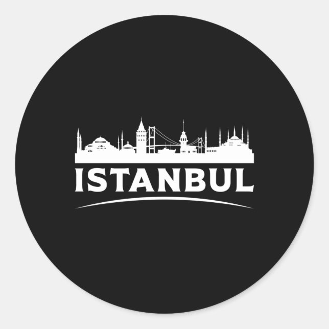 Sticker Rond Istanbul Turquie City Cityscape Skyline Drôle cade (Devant)
