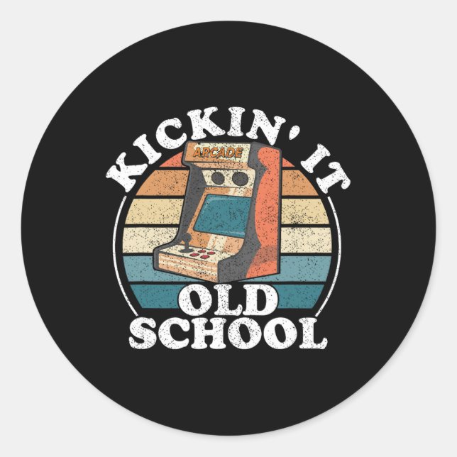 Sticker Rond It Old School Retro 80s Arcade Jeu vidéo Jeu G (Devant)