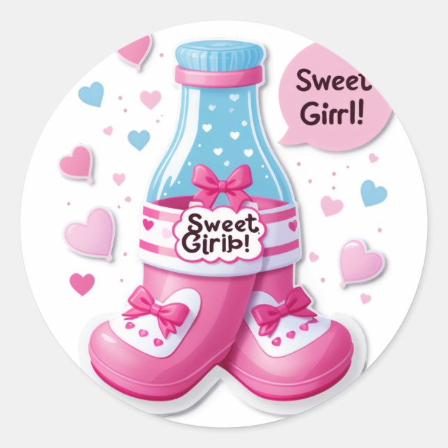 Sticker Rond It’s a Girl!" (Gender Specific – Girl) (Devant)