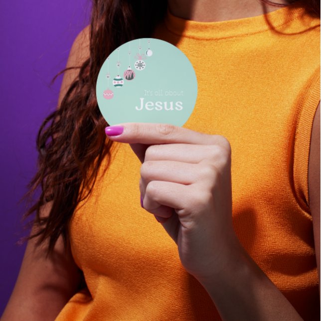 Sticker Rond It’s All About Jesus – Pastel Christian Christmas  (Créateur téléchargé)