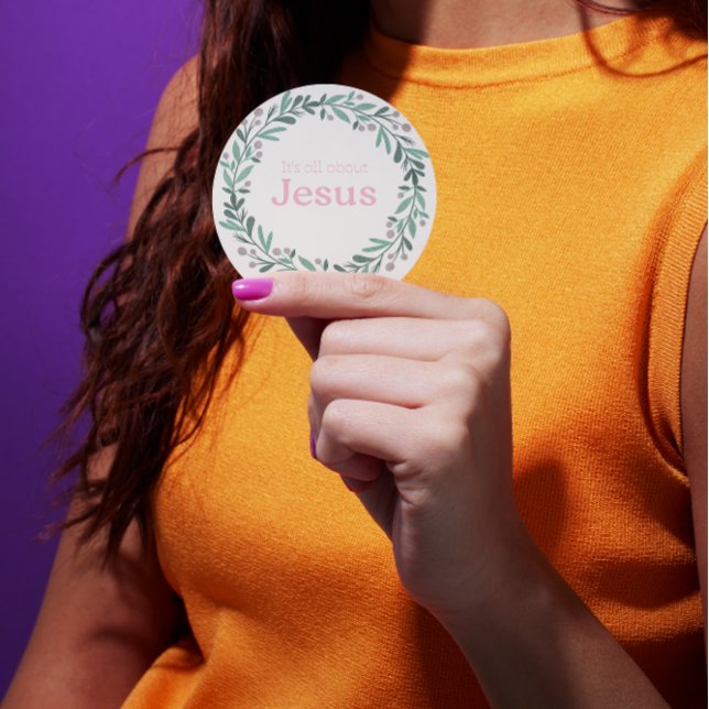 Sticker Rond It’s All About Jesus – Pastel Christmas Wreath  (Créateur téléchargé)