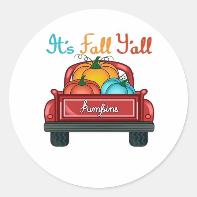 Sticker Rond It’s Fall Y’all Pumpkin Red (Devant)