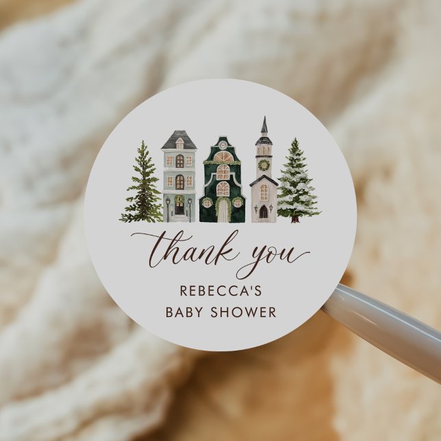 Sticker Rond It Takes a Village Christmas Baby Shower (Créateur téléchargé)