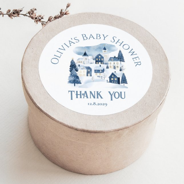 Sticker Rond It takes a Village Winter Night Snow Thank you (Créateur téléchargé)