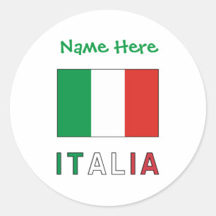 Sticker Rond Italia e Bandiera Italiana Personnalisation verte