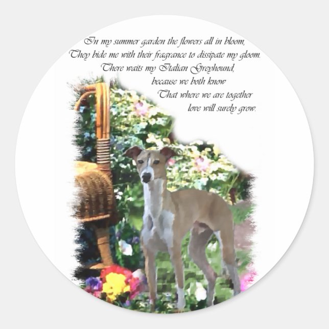 Sticker Rond Italian Greyhound Art Toxits (Devant)