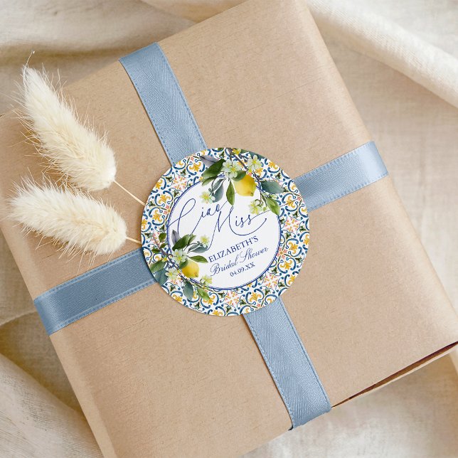 Sticker Rond Italian Lemon Bridal Shower  (Italian Lemon Bridal Shower Classic Round Sticker)