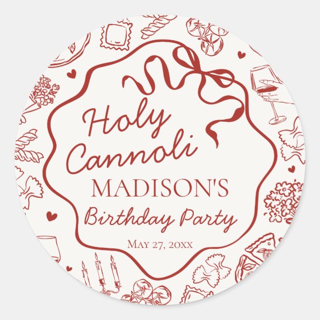 Sticker Rond Italian Pasta Holy Cannoli Birthday Envelope Seal (Devant)