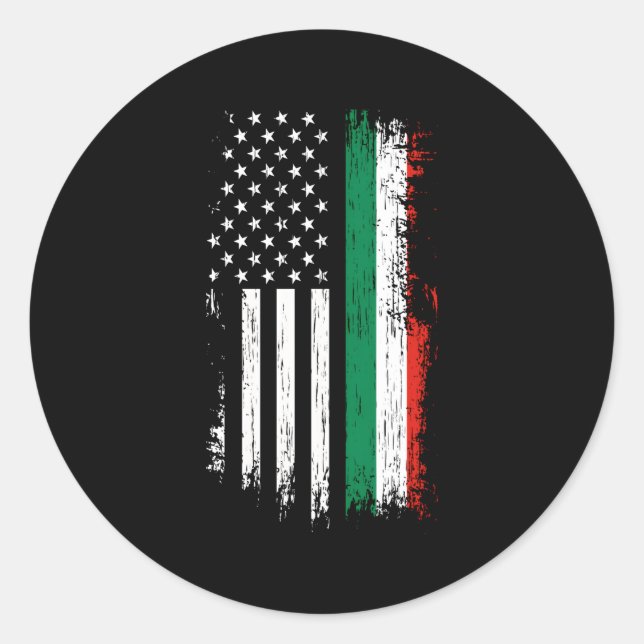 Sticker Rond Italie American Flag Pride Italie Usa (Devant)