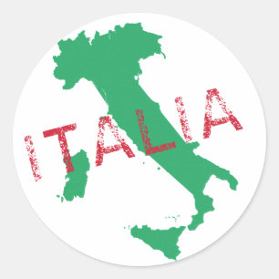 Sticker Rond Italie carte art avec Italia