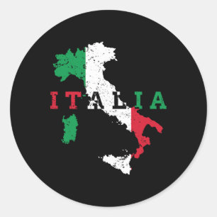 Sticker Rond Italie Carte italienne Drapeau Fierté Cadeau Patri