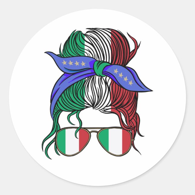 Sticker Rond Italie chaotique pain avec drapeau italien (Devant)