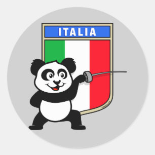 Sticker Rond Italie clôtures Panda