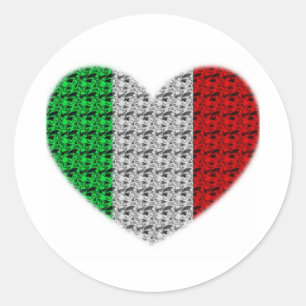 Sticker Rond Italie - Coeur du drapeau