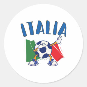 Sticker Rond Italie Dabbing Soccer Ball Drapeau