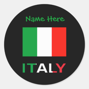 Sticker Rond Italie Et Drapeau Italien Vert Personnalisation Ho