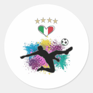 Sticker Rond Italie Football Fan Chemise Drapeau de football