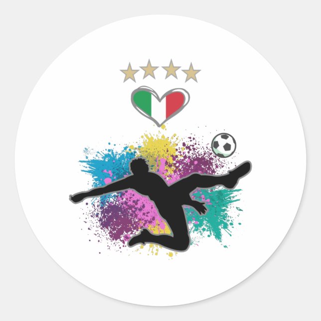 Sticker Rond Italie Football Fan Chemise Drapeau de football (Devant)