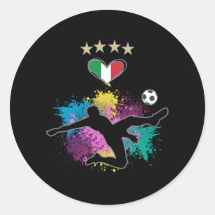 Sticker Rond Italie Football Fan Chemise Drapeau de football