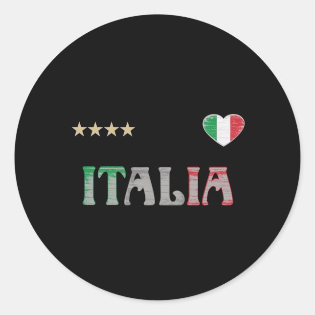 Sticker Rond Italie Football Fan Shirt Drapeau (Devant)