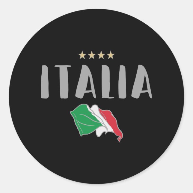 Sticker Rond Italie Football Fan Shirt Drapeau (Devant)