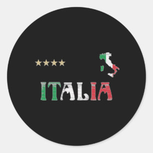 Sticker Rond Italie Football Fan Shirt Drapeau
