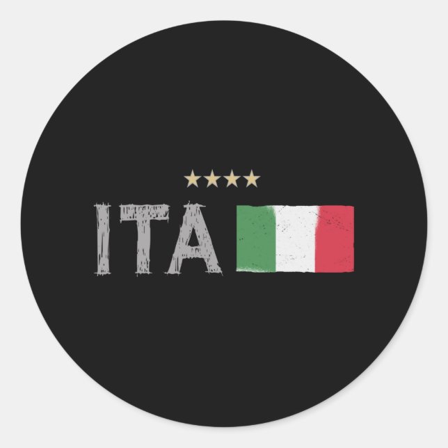 Sticker Rond Italie Football Fan Shirt Drapeau (Devant)