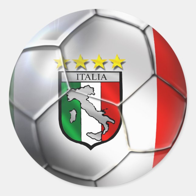 Sticker Rond Italie Forza Azzurri Calcio Soccer Ball drapeau sp (Devant)