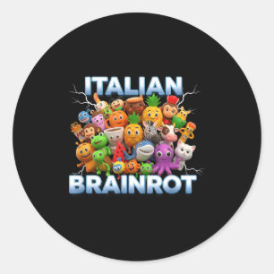 Sticker Rond Italie Italien Brainrot Drôle Personnages de Meme