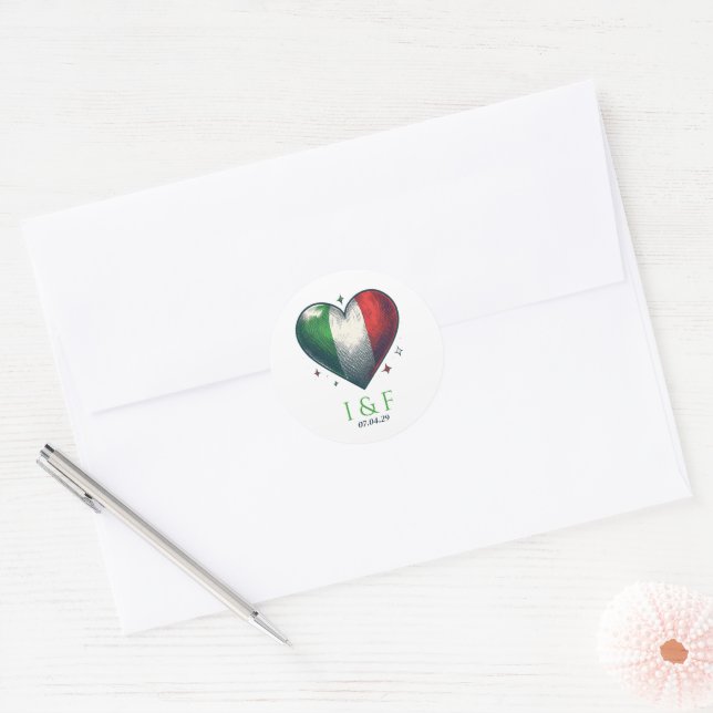Sticker Rond Italie Mariage en couple (Enveloppe)