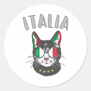 Sticker Rond Italie Soccer Chat Mascotte drapeau italien