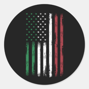 Sticker Rond Italie USA Drapeau 4 juillet Italie patriotique am