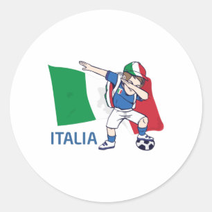 Sticker Rond Italie Ventilateur de football Enfant dabbing écob