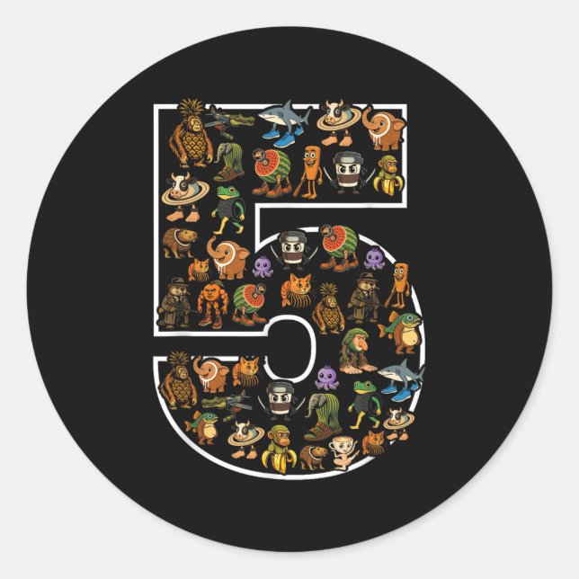 Sticker Rond Italien Brainrot Anniversaire 5 Age Mème 5ème Enfa (Devant)