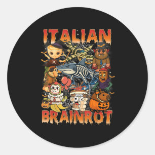 Sticker Rond Italien Brainrot mème Italien Brainrot Halloween C