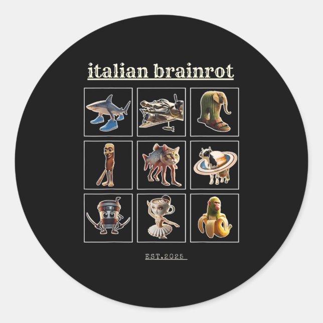Sticker Rond Italien Brainrot Personnages Mème Gen Z Funny Humo (Devant)