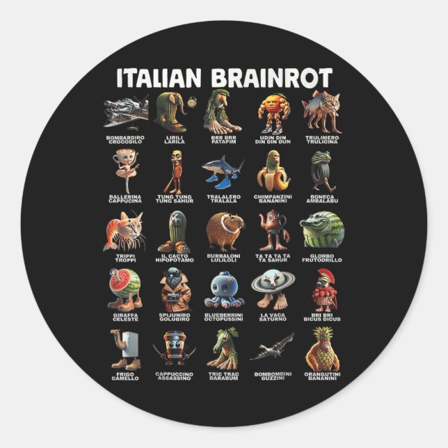 Sticker Rond Italien Cerveau Rot Italien Brainrot Drôle Mèmes T (Devant)
