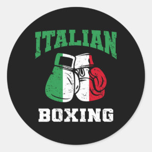 Sticker Rond Italien Gants de boxe Italie Drapeau Équipe de box