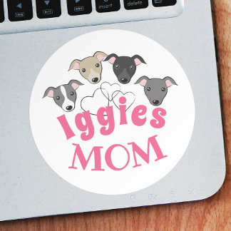 Sticker Rond Italien greyhound Iggy Chien maman mignonne drôle