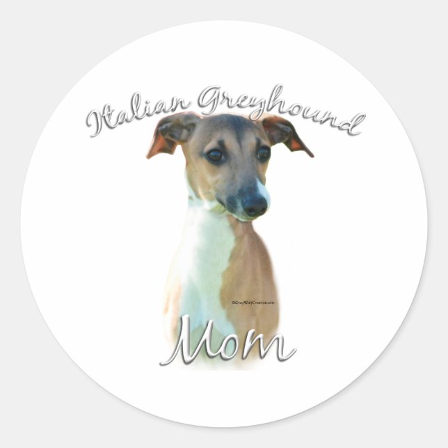 Sticker Rond Italien Greyhound Maman 2 (Devant)