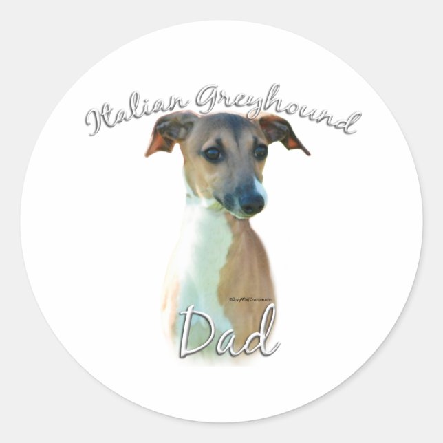 Sticker Rond Italien Greyhound Papa 2 (Devant)
