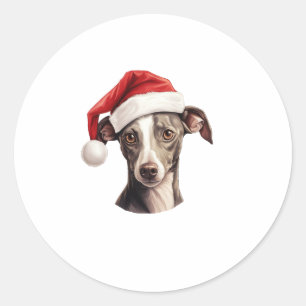 Sticker Rond Italien Greyhound Santa Hat Sweat de Noël animal