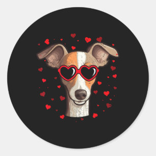 Sticker Rond Italien Greyhound Valentine Heart Amoureux de les
