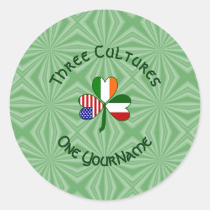 Sticker Rond Italien irlandais Shamrock américain personnalisé