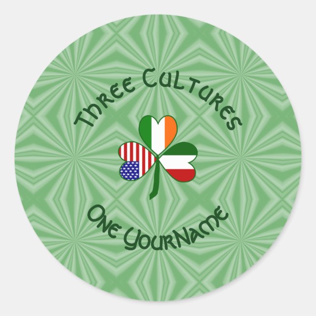 Sticker Rond Italien irlandais Shamrock américain personnalisé (Devant)